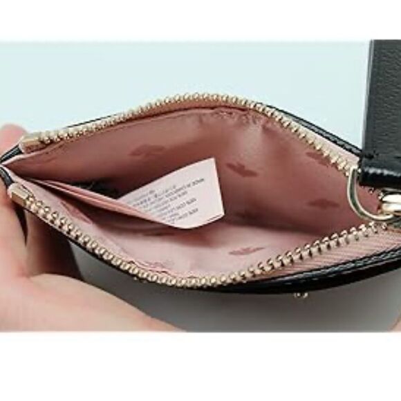 Kate Spade New York Jeanne Small Zip Card Holder Warm Vellum/Black - Picture 8 of 9